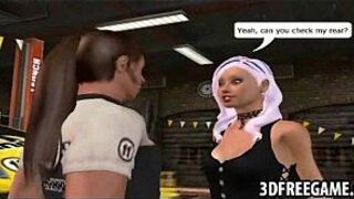 A sexy 3D babe with pink hair is taking a big hard cock porn video